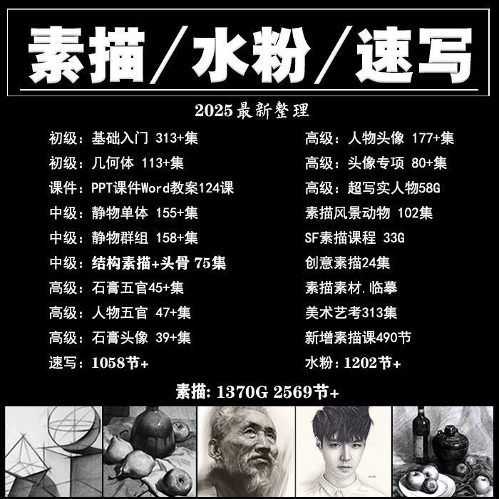 水粉色彩画课程教程视频自学素描速写绘画美术网课资料艺术生艺考